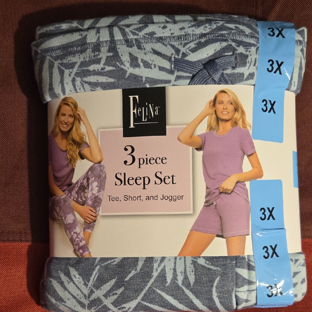Felina Women's 3-Piece Pajama Set - Lavender and Slate